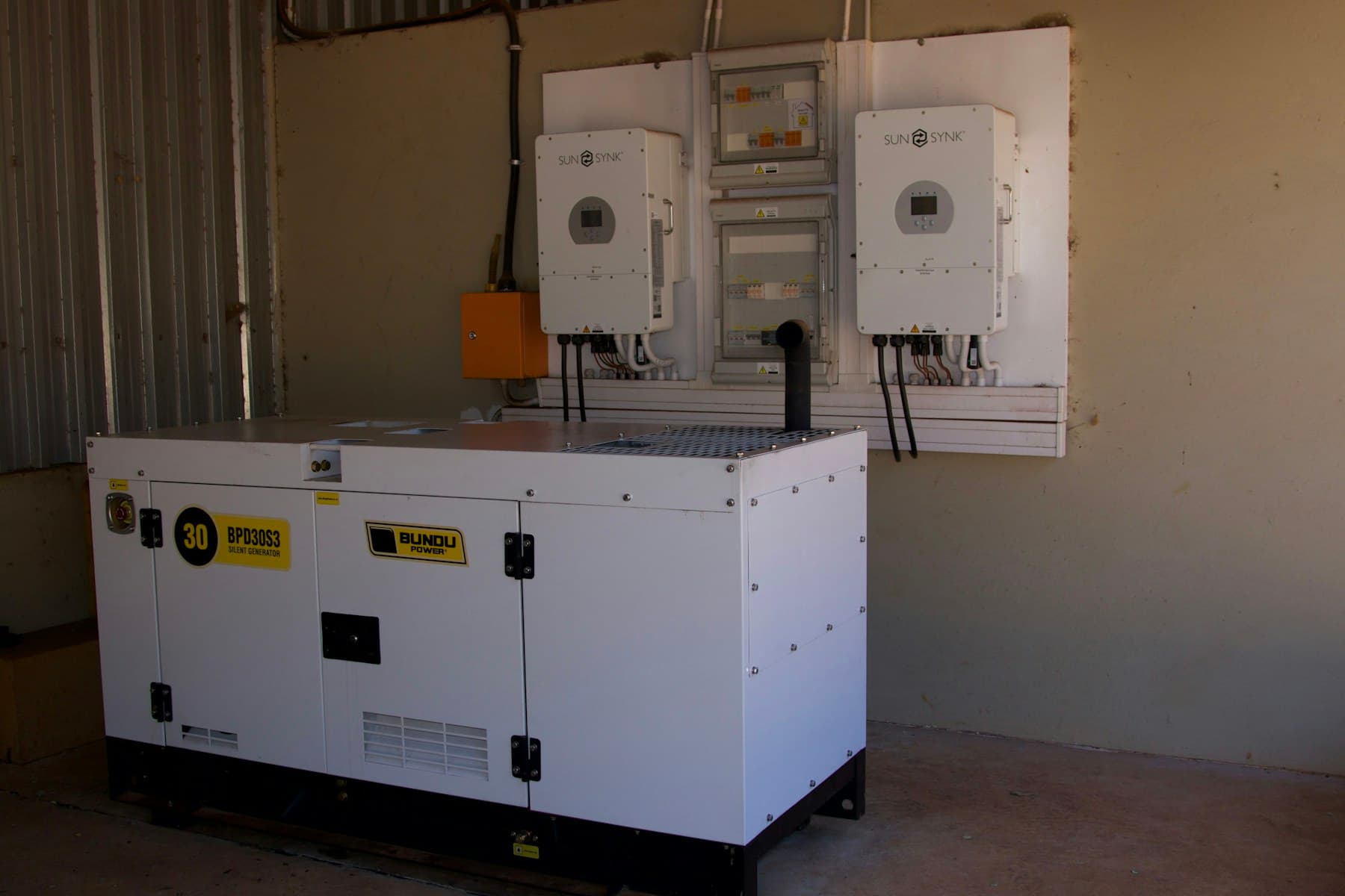 Backup generator connected to electrical equipment